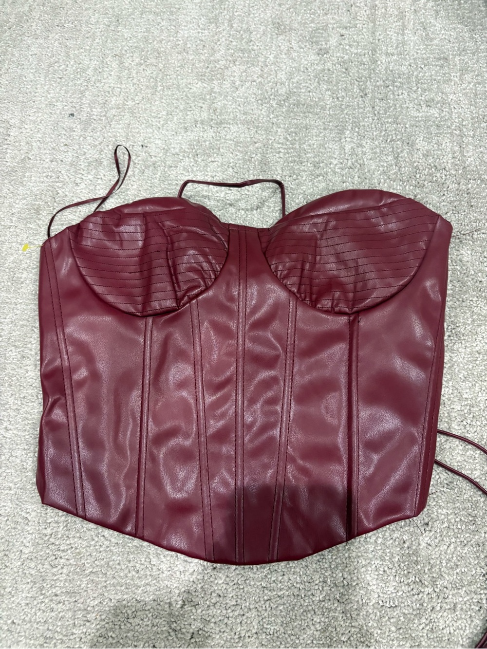 Fashion Nova Wine Lace-Up Faux Leather Corset Top
